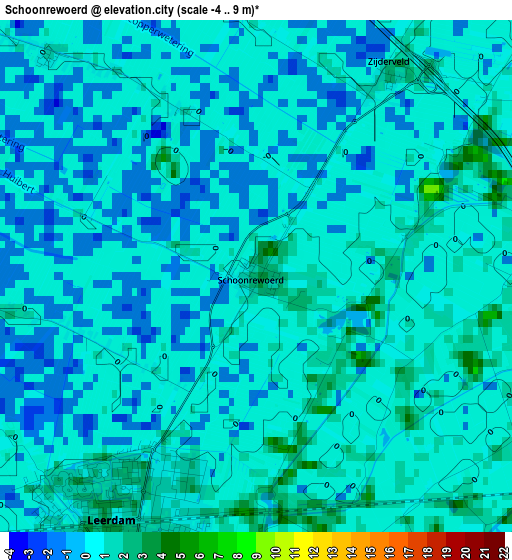 Schoonrewoerd elevation map