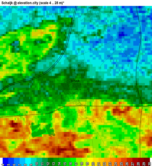 Schaijk elevation map