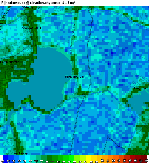 Rijnsaterwoude elevation map