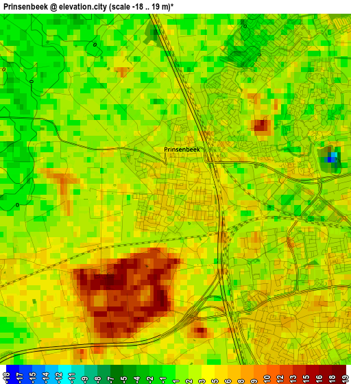 Prinsenbeek elevation map