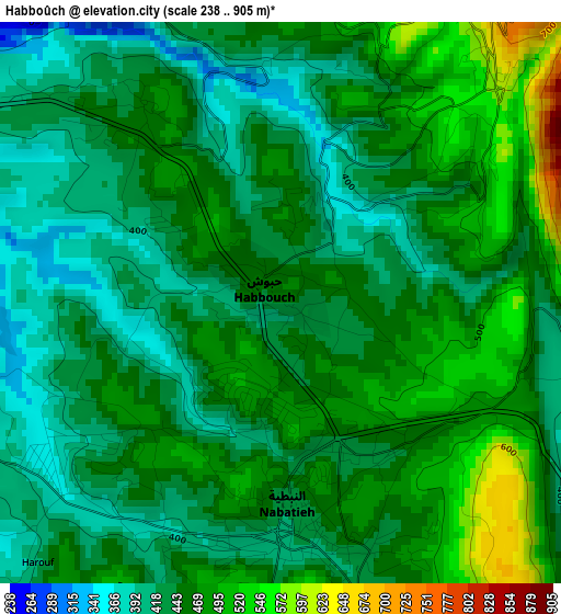 Habboûch elevation map