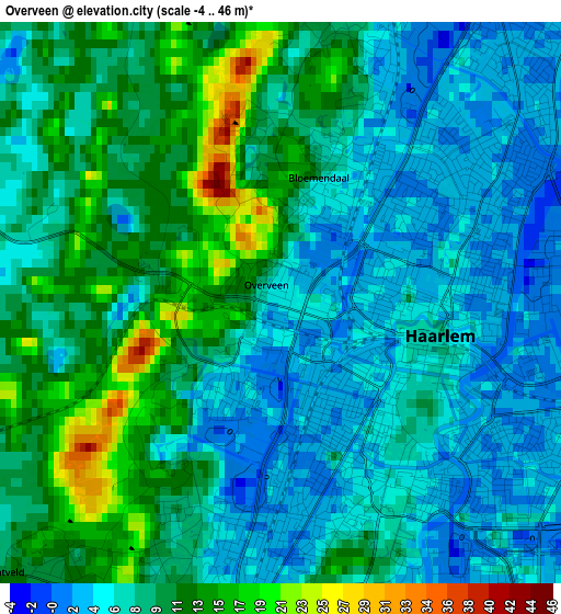 Overveen elevation map