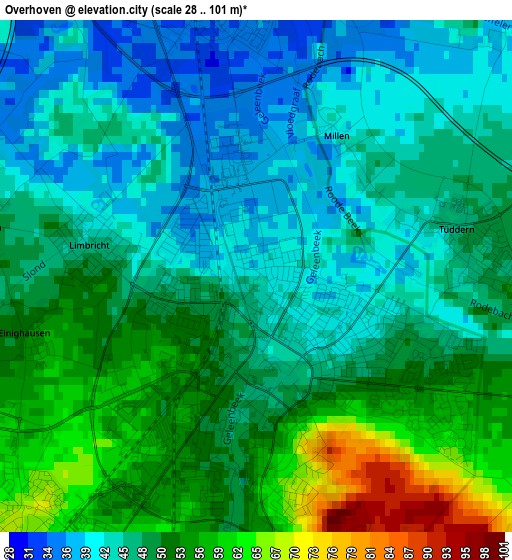 Overhoven elevation map