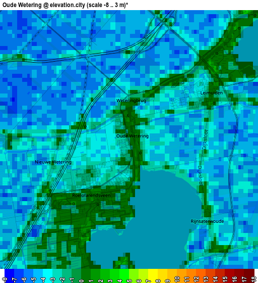 Oude Wetering elevation map