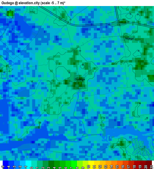 Oudega elevation map