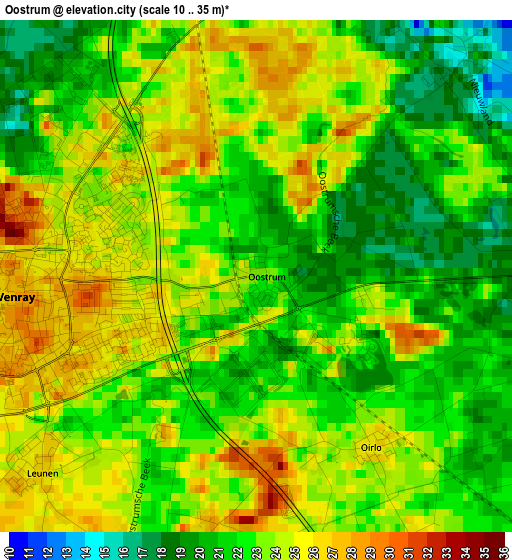 Oostrum elevation map