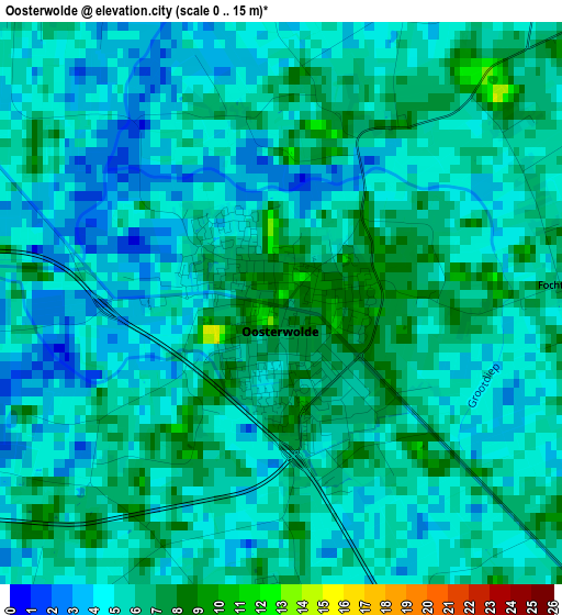 Oosterwolde elevation map