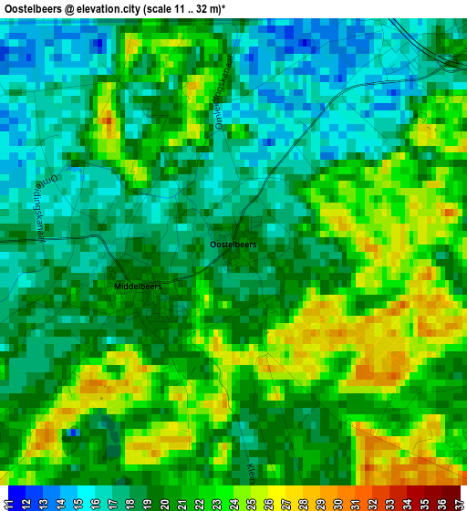 Oostelbeers elevation map