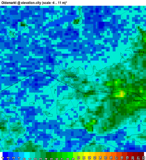 Oldemarkt elevation map