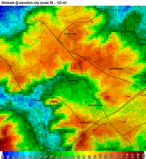 Oirsbeek elevation map