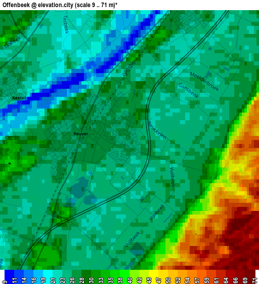 Offenbeek elevation map