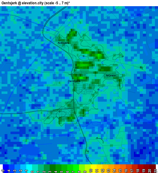 Oentsjerk elevation map