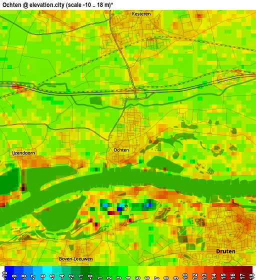 Ochten elevation map