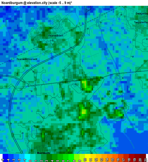 Noardburgum elevation map