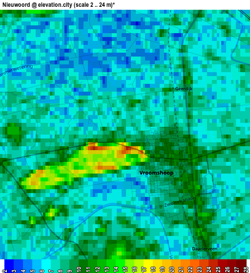 Nieuwoord elevation map