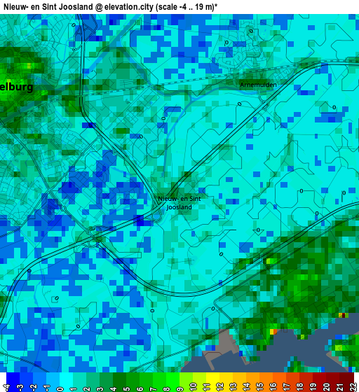 Nieuw- en Sint Joosland elevation map