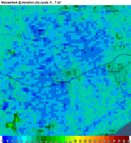 Nieuwerkerk elevation map