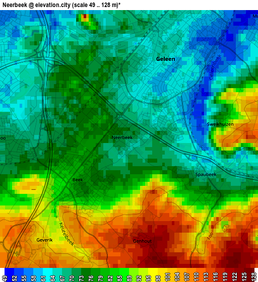 Neerbeek elevation map