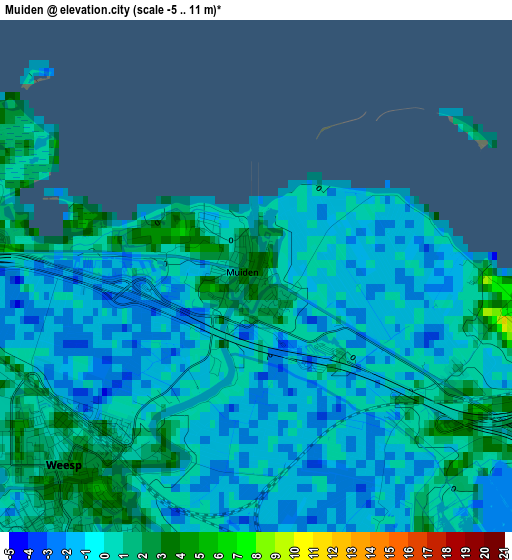 Muiden elevation map