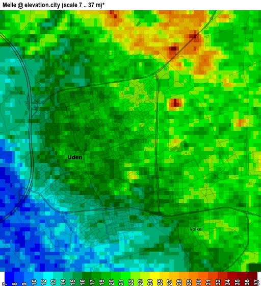 Melle elevation map