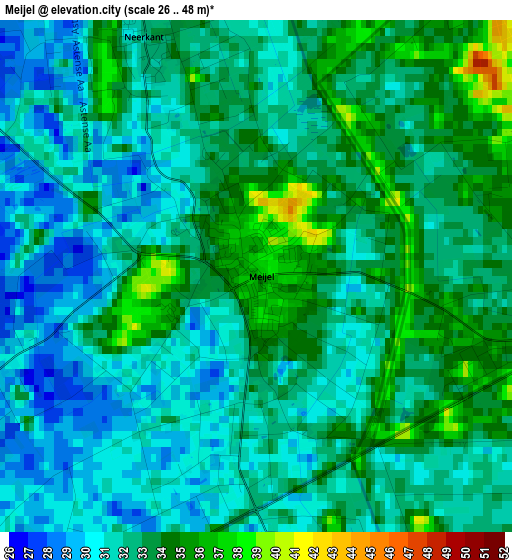 Meijel elevation map