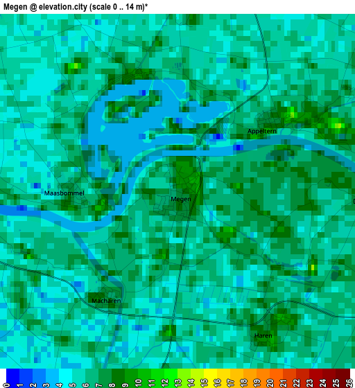 Megen elevation map