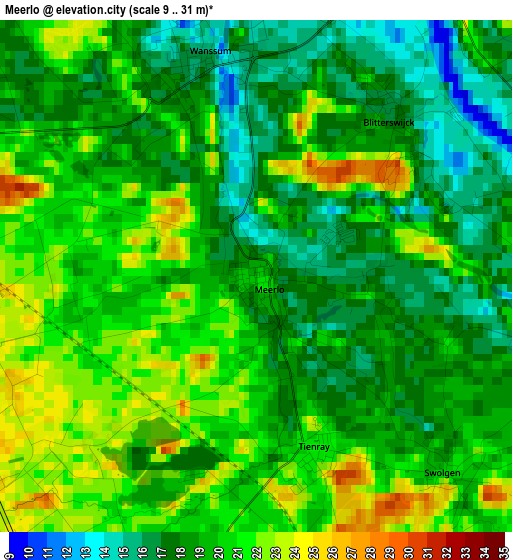 Meerlo elevation map