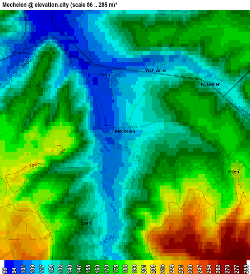 Mechelen elevation map