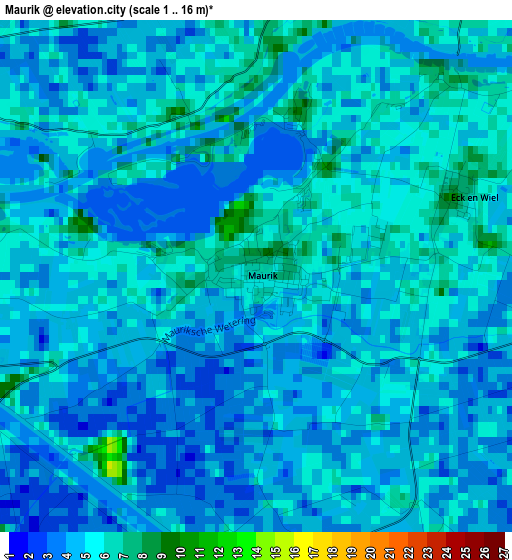 Maurik elevation map