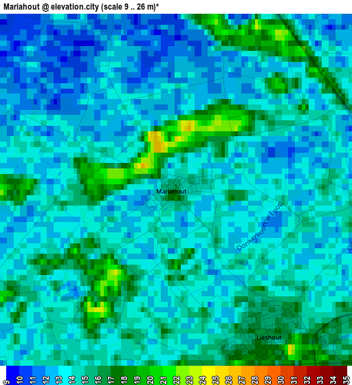 Mariahout elevation map