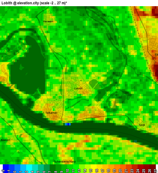 Lobith elevation map