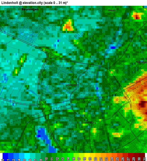 Lindenholt elevation map