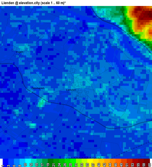 Lienden elevation map