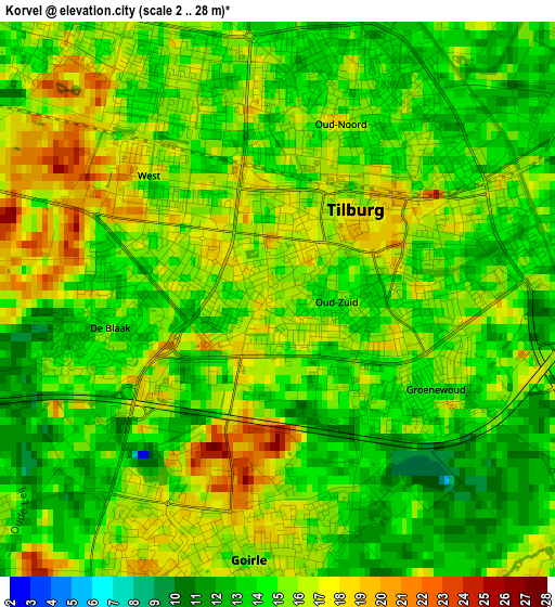 Korvel elevation map