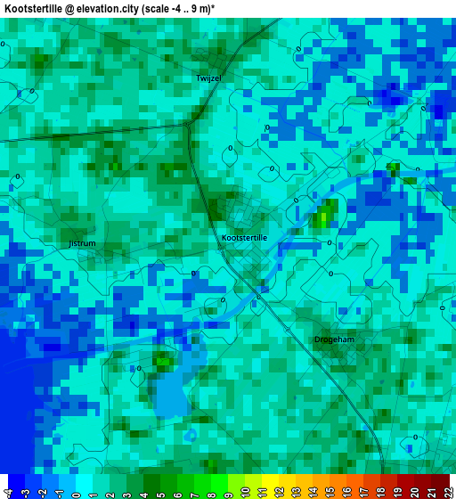 Kootstertille elevation map