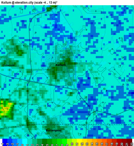 Kollum elevation map