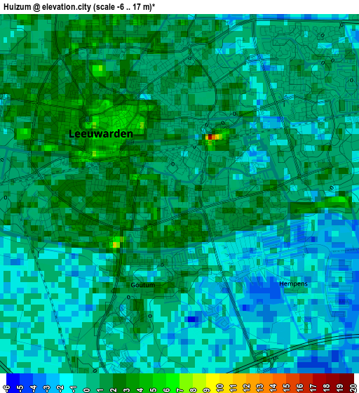 Huizum elevation map