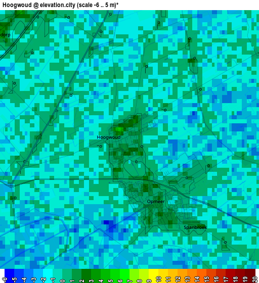 Hoogwoud elevation map