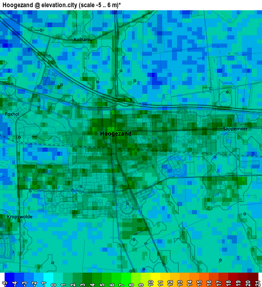 Hoogezand elevation map