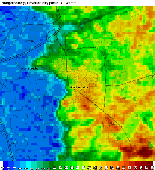 Hoogerheide elevation map