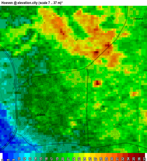 Hoeven elevation map