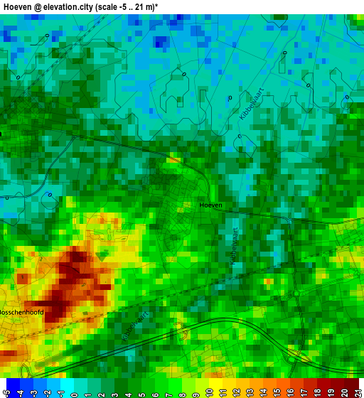 Hoeven elevation map