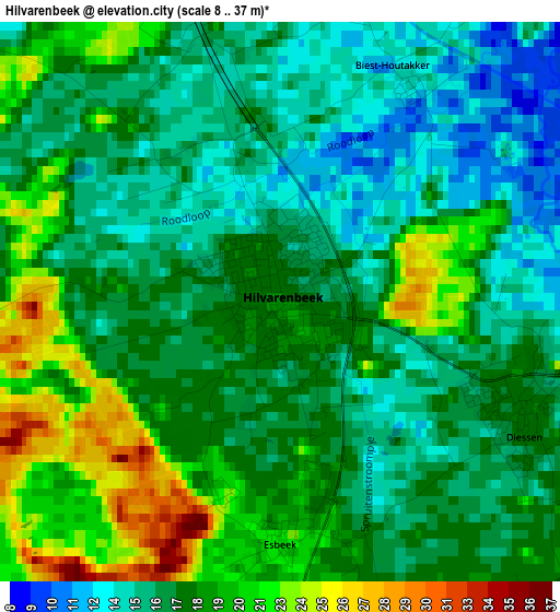 Hilvarenbeek elevation map