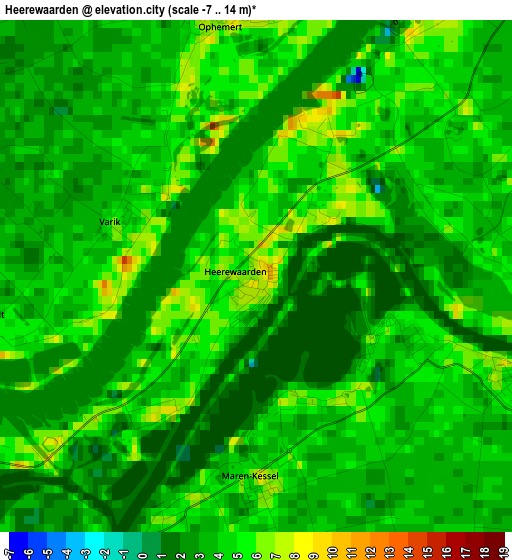 Heerewaarden elevation map