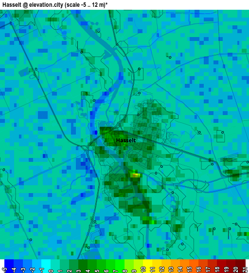 Hasselt elevation map