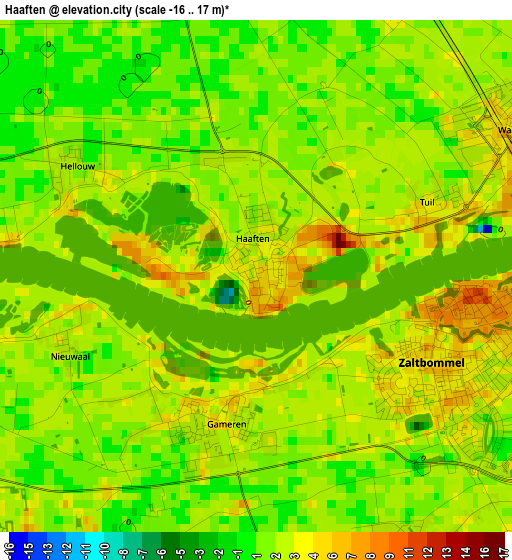 Haaften elevation map