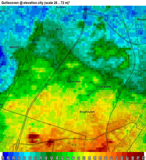 Guttecoven elevation map