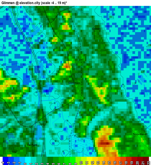 Glimmen elevation map