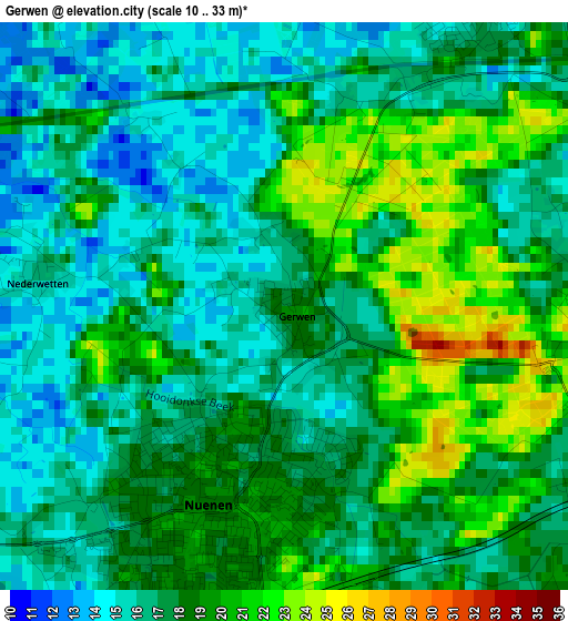 Gerwen elevation map