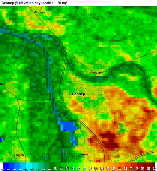 Gennep elevation map